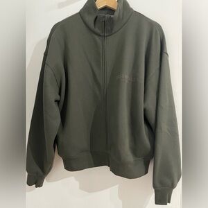 Fear of God Essentials Olive Green Full-Zip Hoodie